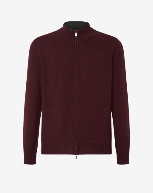 Bordeaux full-zip trui van wol en kasjmier