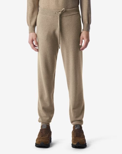 Beige cashmere blend joggers