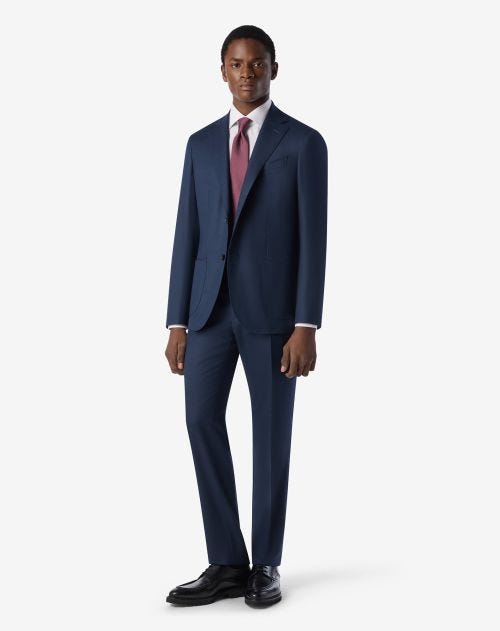 Aircraft blue super 120s combed wool flannel suit