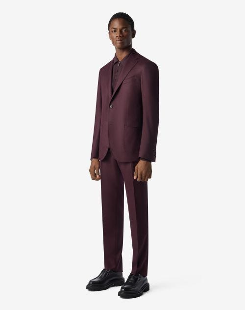 Burgundy super 120s combed wool flannel suit