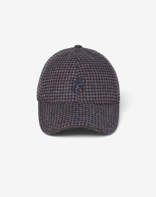 Blue wool and cashmere baseball cap