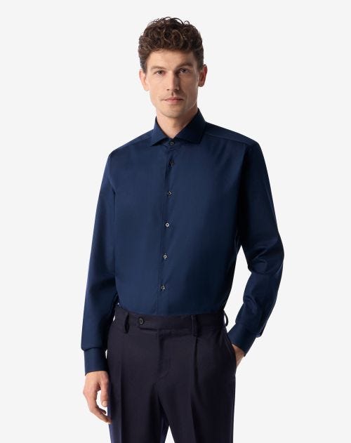 Slate blue cotton twill shirt