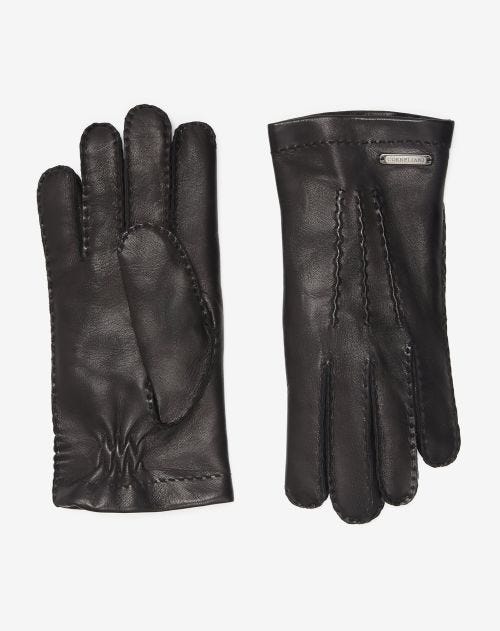 Black nappa leather and cashmere gloves