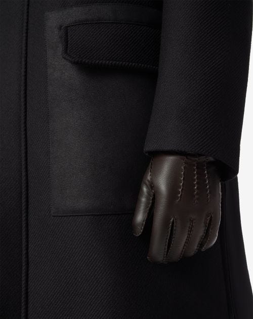 Dark brown nappa leather and cashmere gloves