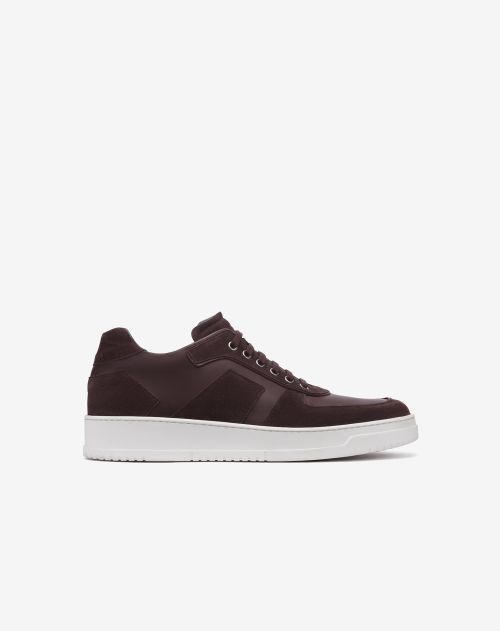 Sneakers marron en cuir nappa et cuir velours