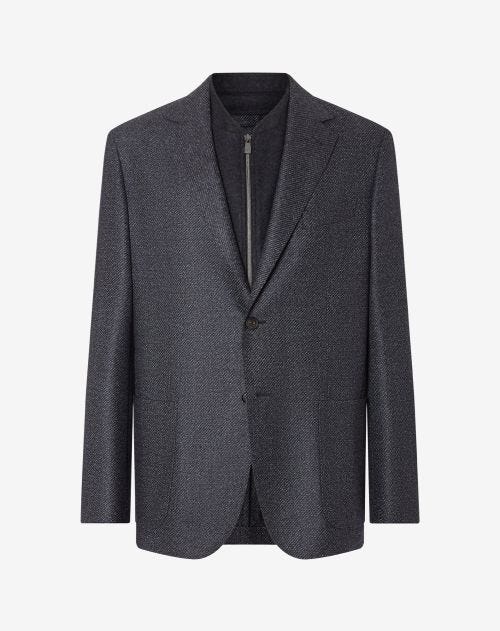 Melange grey wool twill jacket