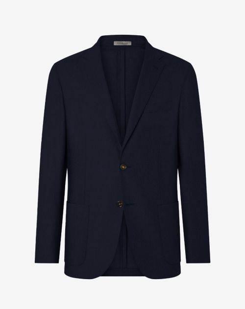 Giacca blu navy in twill di misto cashmere