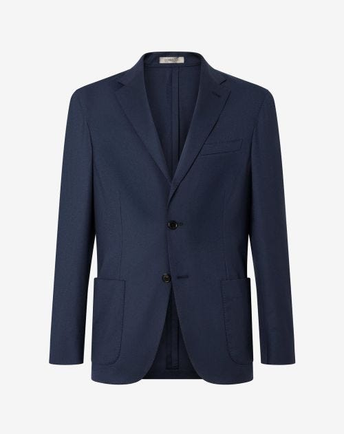 Blue wool, cashmere and silk twill jacket