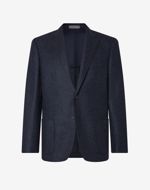 Navy blue pure cashmere twill jacket