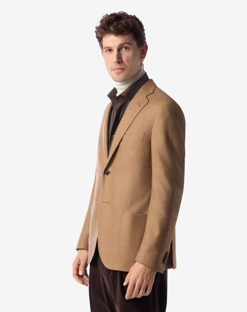 Camel beige wool and cashmere jacket