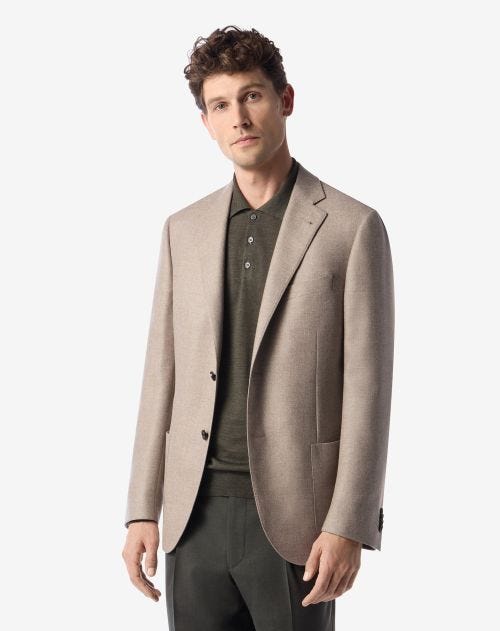 Taupe wool and cashmere jacket