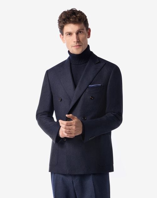 Blue wool and cashmere jacket